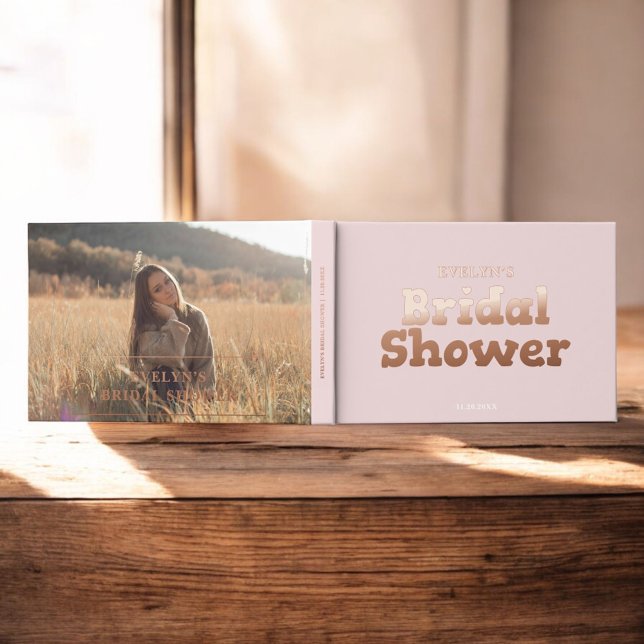 Photo Modern Heart Pink Bridal Shower Guest Book (Creator Uploaded)