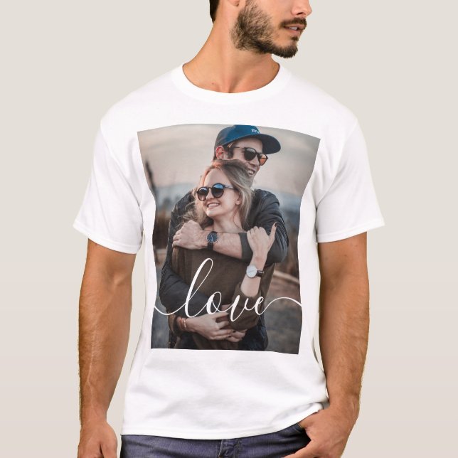 Photo Modern Love Handwritten Calligraphy T-Shirt (Front)