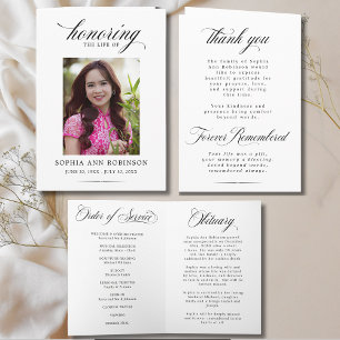Photo Modern Memorial Order of Service Program Card
