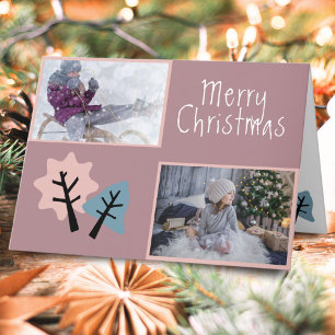 Photo Modern Merry Christmas Family Holiday Card