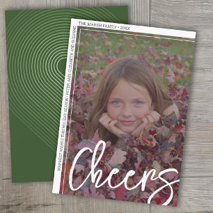 Photo Modern - Minimal White Border Cheers Arch Holiday Card