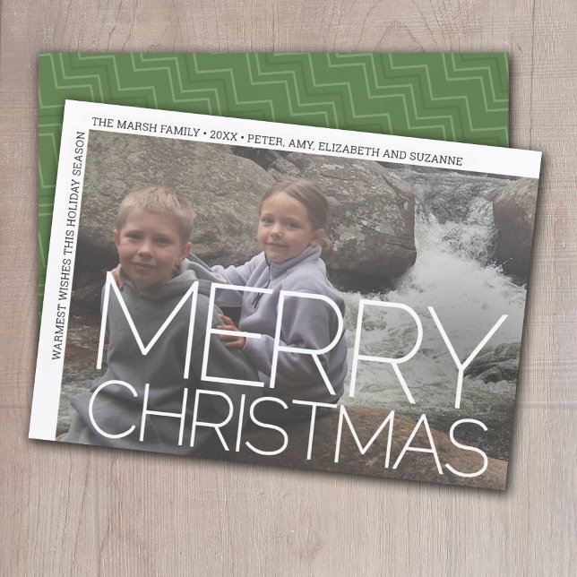 Photo Modern Minimal White Border Merry Christmas Holiday Card (Creator Uploaded)