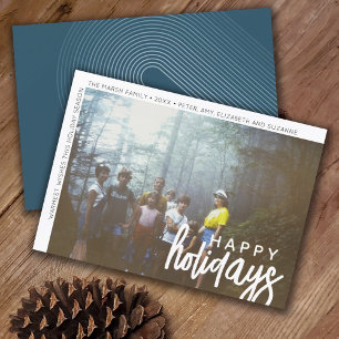 Photo Modern - Minimal White Border Offset Happy Holiday Card
