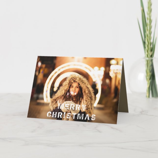 Photo Modern Personalizable Christmas Holiday Card (Front)