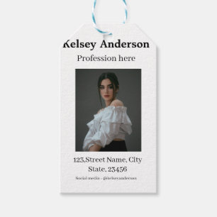 Photo modern profession social media address simpl gift tags