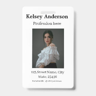 Photo modern profession social media address simpl ID badge