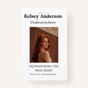 Photo modern profession social media address simpl ID badge