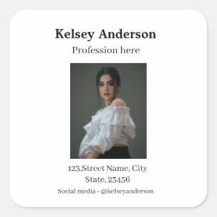 Photo modern profession social media address simpl square sticker