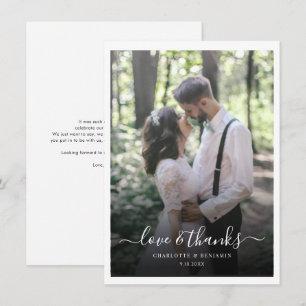 Photo Modern Script Wedding Thank You Card