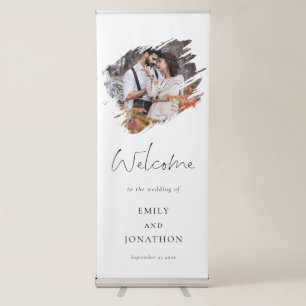 Photo Modern Script Welcome to Wedding Retractable Banner