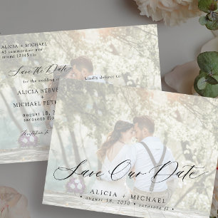 Photo modern simple elegant wedding save the date postcard