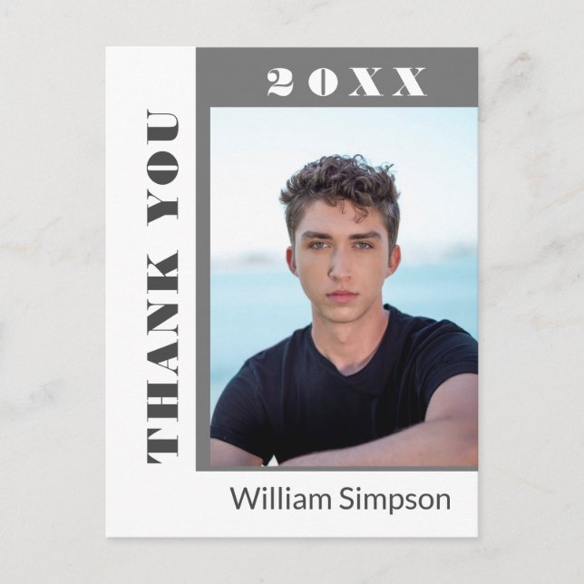 PHOTO Modern Simple Graduation Thank You  Announce Announcement Postcard (Front)