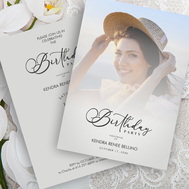 Photo Modern Transparency Overlay Vellum Effect Invitation (Custom Photo Modern Transparency Overlay Vellum Effect Birthday Card Invitation with Envelope.)