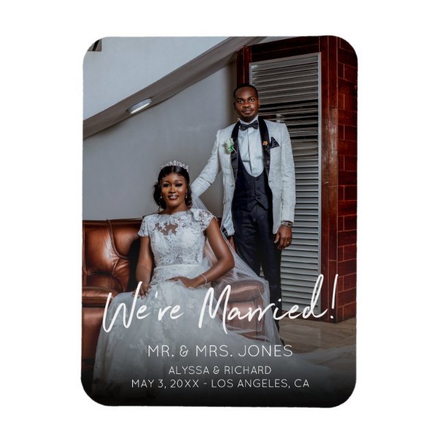Photo Modern Typography Wedding Announcement Magnet (Vertical)
