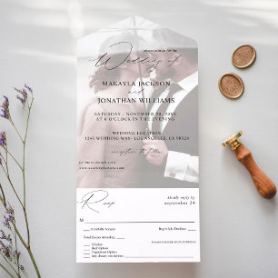 Photo Modern Vertical 4 Wedding All In One Invitation