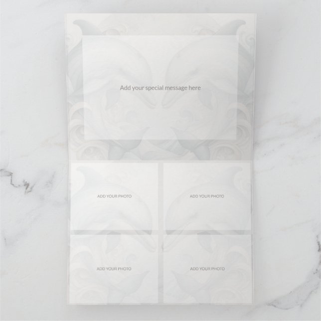 Photo Modern Whimsy Dolphin Wedding Thank You Card (Inside)