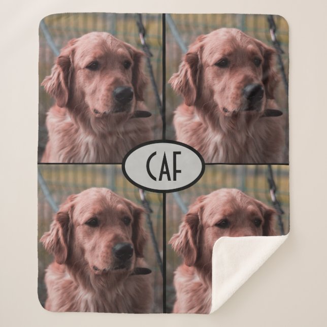 Photo Monogram Add Your own Images  Sherpa Blanket (Front)