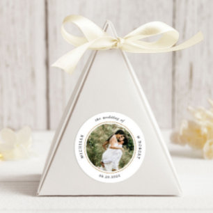 Photo Monogram Elegant Wedding Classic Round Sticker