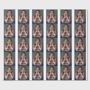 Photo monogram happy 20th birthday grey white wrapping paper