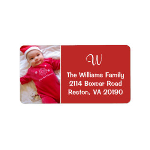 Photo Monogram Labels - Red