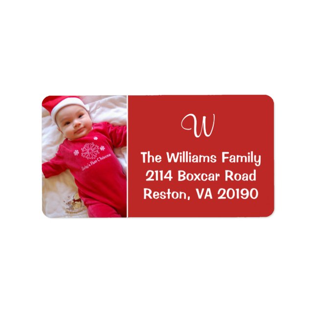 Photo Monogram Labels - Red (Front)