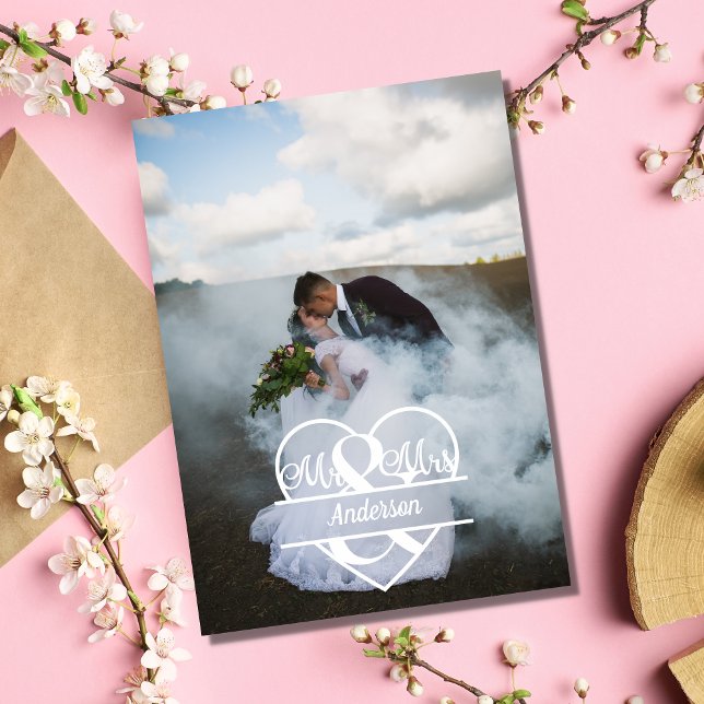 Photo Monogram Personalise Wedding  Thank You Card (Creator Uploaded)