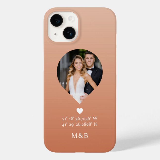 Photo Monogram Romantic Heart Coodinates Case-Mate iPhone Case (Back)
