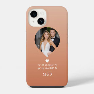 Photo Monogram Romantic Heart Coodinates iPhone 14 Case