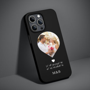 Photo Monogram Romantic Heart Coodinates Modern Case-Mate iPhone 14 Case