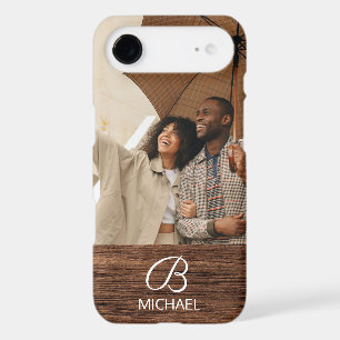 Photo Monogram Rustic Wood Grain Name