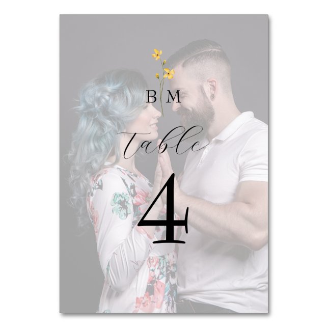 Photo Monogram Wedding Table Number (Front)
