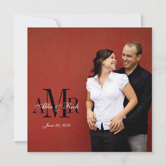 Photo Monogram Zebra Wedding Invitations Front (Front)