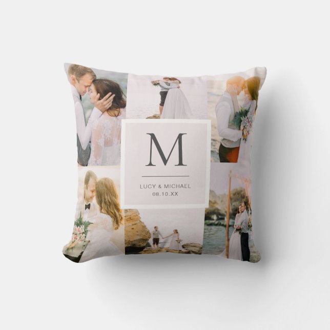 Photo Monogrammed Wedding Cushion (Front)