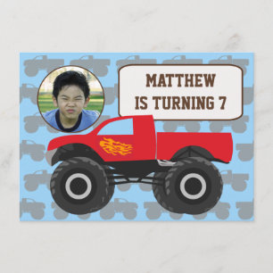 Photo Monster Truck Birthday Invitation