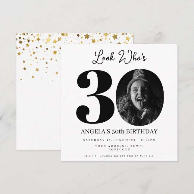 photo Montage Birthday party 30 years old Invitation (Front/Back)