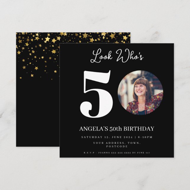 photo Montage Birthday party 50 years old Invitation (Front/Back)