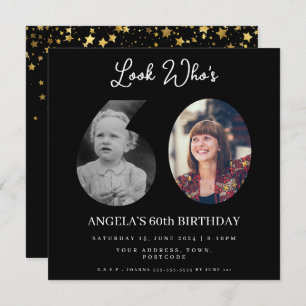 photo Montage Birthday party 60 years old Invitation