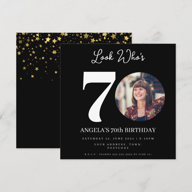 photo Montage Birthday party 70 years old Invitation (Front/Back)