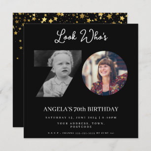 photo Montage Birthday party 70 years old Invitation