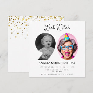 photo Montage Birthday party 90 years old Invitation