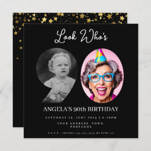 photo Montage Birthday party 90 years old Invitation