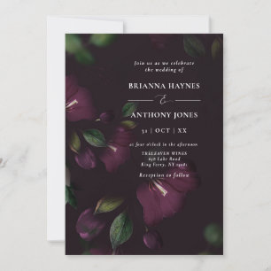 PHOTO Moody Purple Bloom Grunge Wedding Invitation
