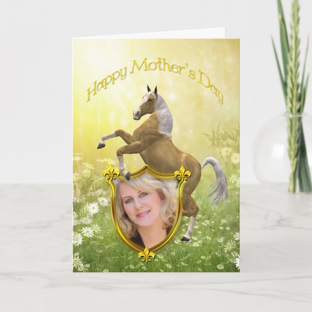 Photo Mother's day card with a rearing horse (Front)