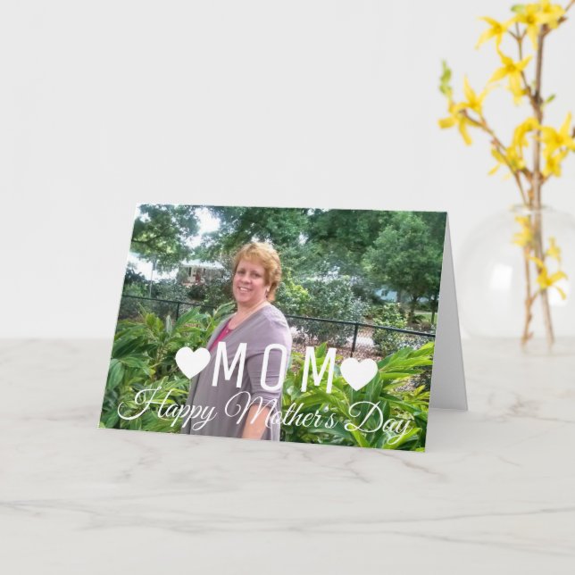 Photo Mother's Day Script & Hearts Card (Yellow Flower)