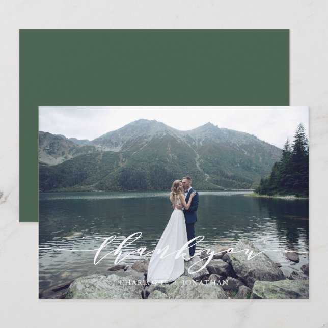 Photo Mountain Forest Wedding Thank You Card (Front/Back)