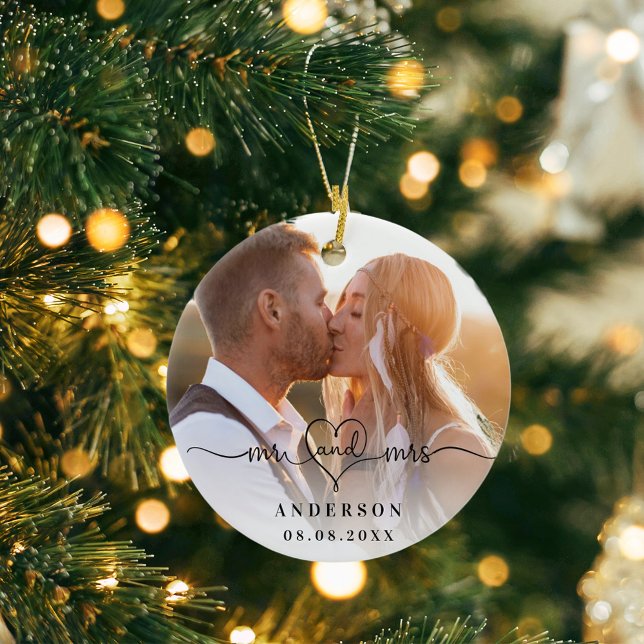 Photo mr mrs elegant newly weds christmas ceramic tree decoration (Creator Uploaded)