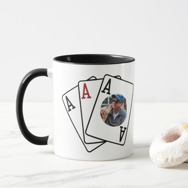 Photo Mug with Three Aces: Father's Day Gift-idea (With Donut)
