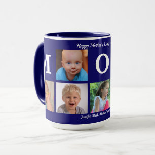 Photo Mum Collage Coffee Navy Blue Big Combo Mug