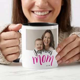 Photo Mum Established Child Name Custom Year Mama Mug