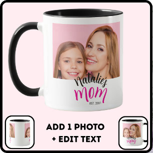 Photo Mum Established Child Name Custom Year Mama Mug
